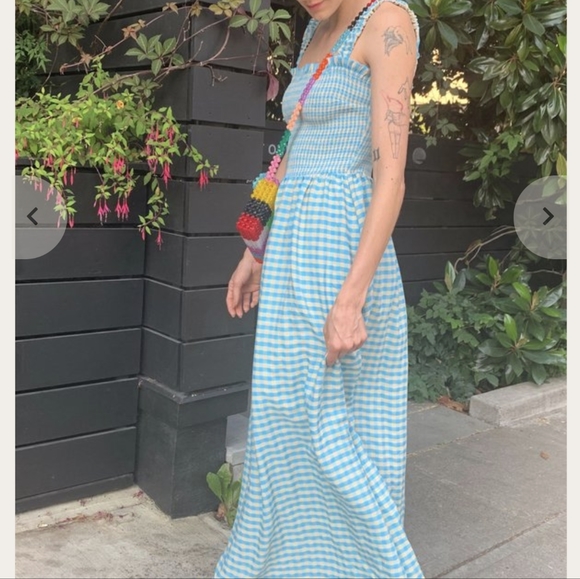🆕 FIND ME NOW Crayola Cerulean Checkered Gingham Blue Kasi Dress M - Picture 7 of 8